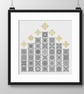 134B - Cross Stitch Quaker Sampler 7 Menorah Candles  Blackwork metallic thread - Image 3