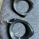 Large grey tagua nut handmade hoop earrings