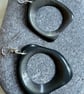 Large grey tagua nut handmade hoop earrings