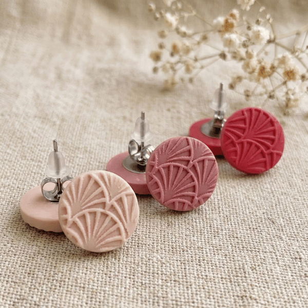 Botanical Rose Clay Stud Set - 3 Pairs - Cottagecore Gift for Her