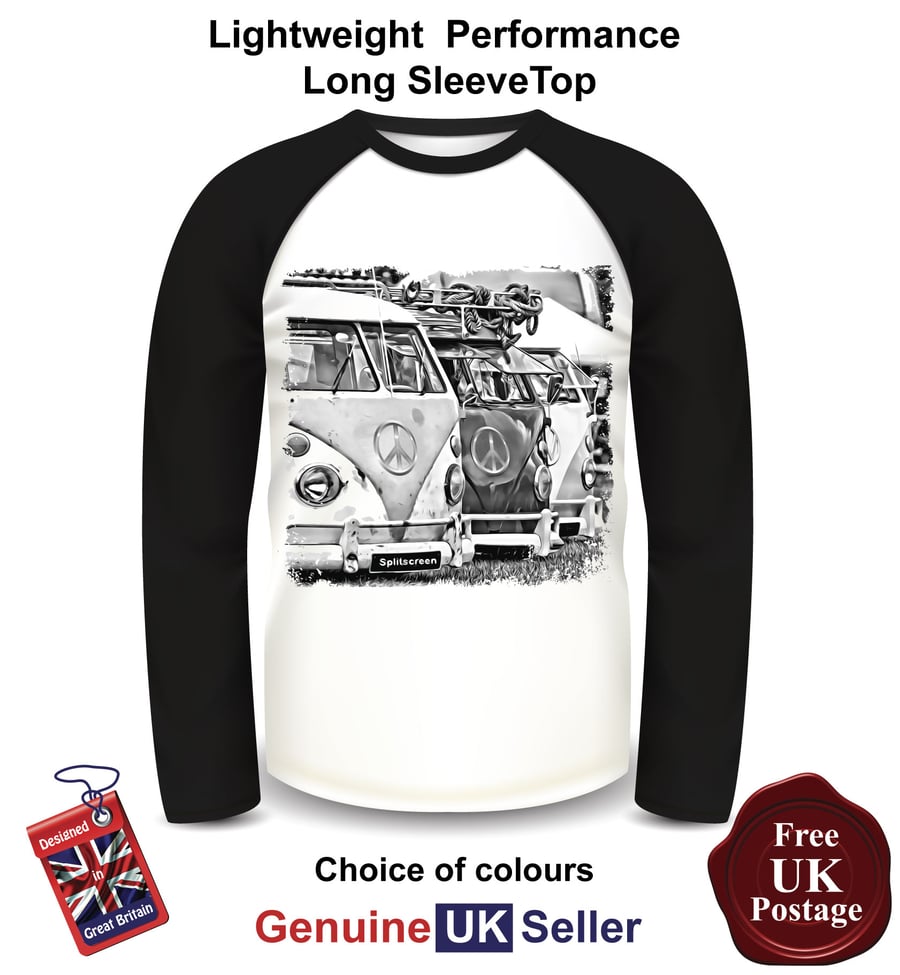 Splitty, Splitty Mens Long Sleeve T Shirt, VW Splitty Mens Top