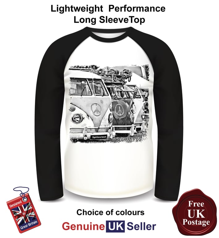 Splitty, Splitty Mens Long Sleeve T Shirt, VW Splitty Mens Top