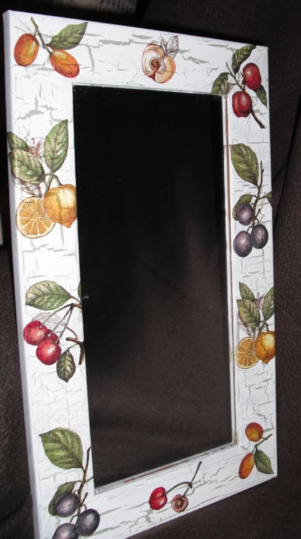 Decorated Mirror Unusual Fruit Shabby Chic Country Napkin Decoupage