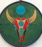 BTM009 - Buffalo Skull Totem Mandala-17.5cm diameter - Green-Black-Turquoise-Red