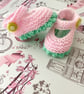 Hand Knitted baby shoes, premature to 3 months baby girl booties  - Image 2