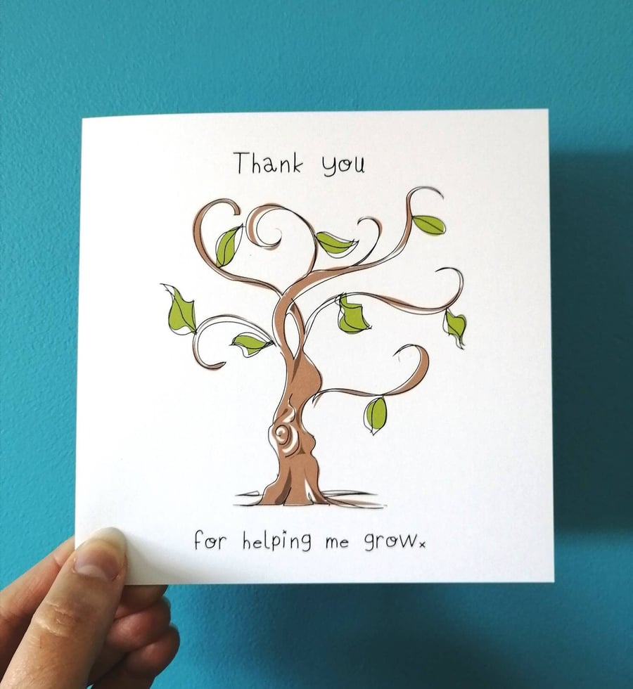 Thank you for helping me grow card, Teacher thank you card, Nursery, TA