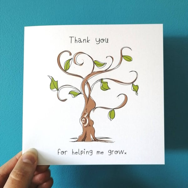 Thank you for helping me grow card, Teacher thank you card, Nursery, TA
