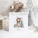 Personalised Christmas Card with cute fairy and christmas tree - 1st Christmas