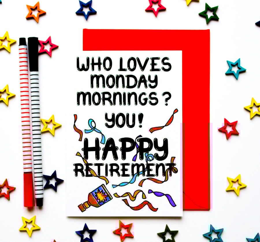Retirement Card, Happy On A Monday Morning Retirement Card For Him, Her