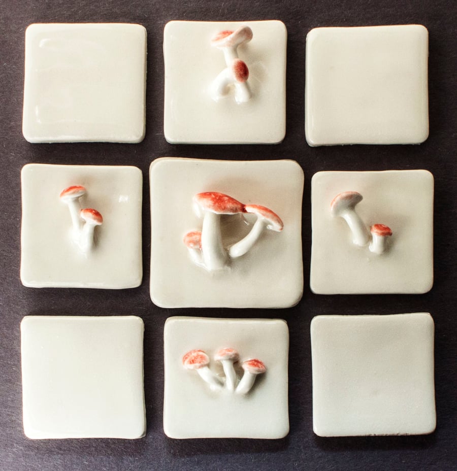 Mini Mushroom Tiles - Set of 9