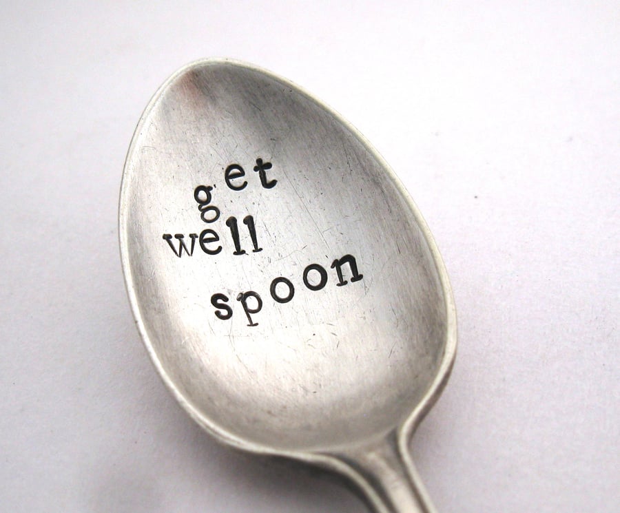 Get Well Spoon, Hand Stamped Coffeespoon