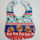 Christmas bib, Baby's first Christmas, Patchwork and quilted bib, reversible bib