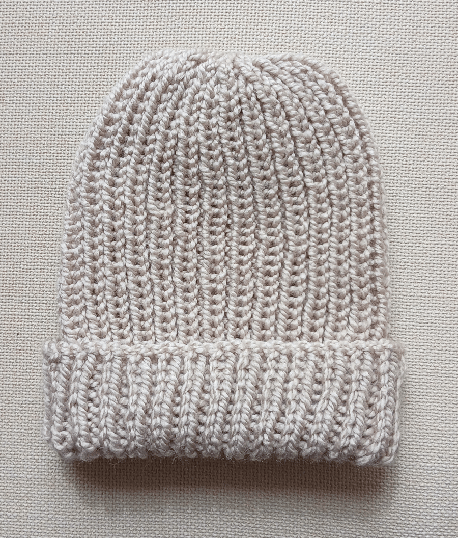 HAND KNIT Calico Beanie Hat