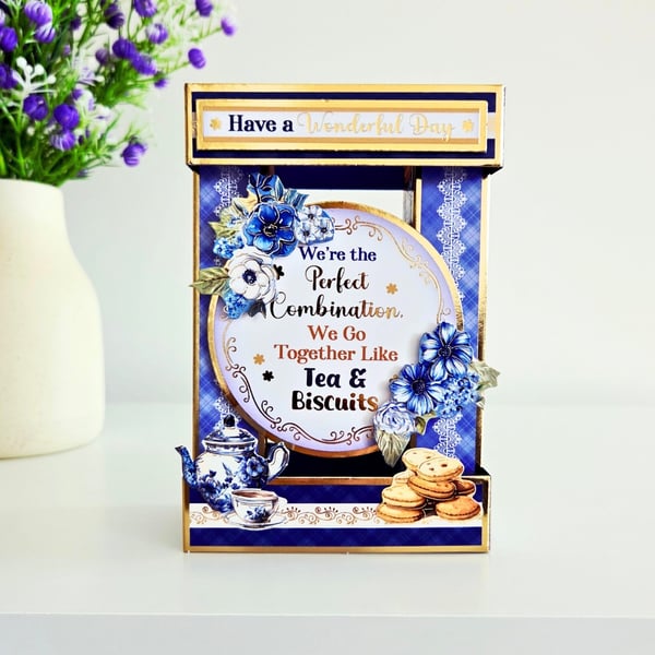 3D Tower Card With Tea & Biscuits Sentiment