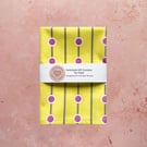 Fabric Handmade Pretty Cotton Tea Towel with a Pink Spot Design on Yellow Fabric