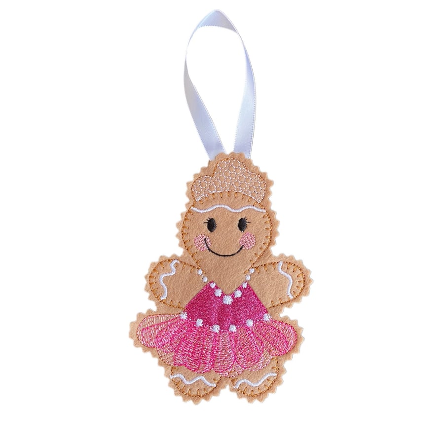 Ballerina Gingerbread Man Felt Decoration