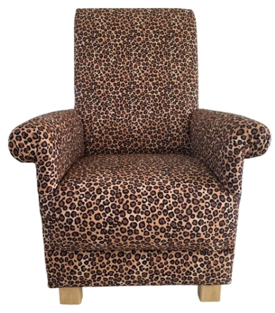 Leopard Skin Fabric Armchair Adult Chair Accent Bedroom Fireside Small Reading
