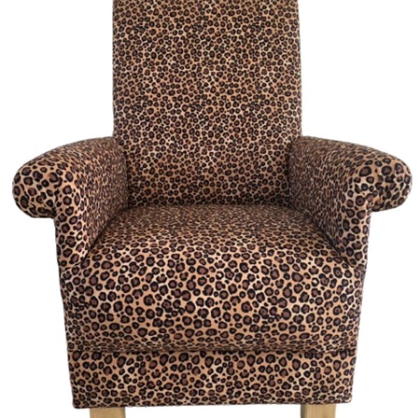 Leopard Skin Fabric Armchair Adult Chair Accent Bedroom Fireside Small Reading
