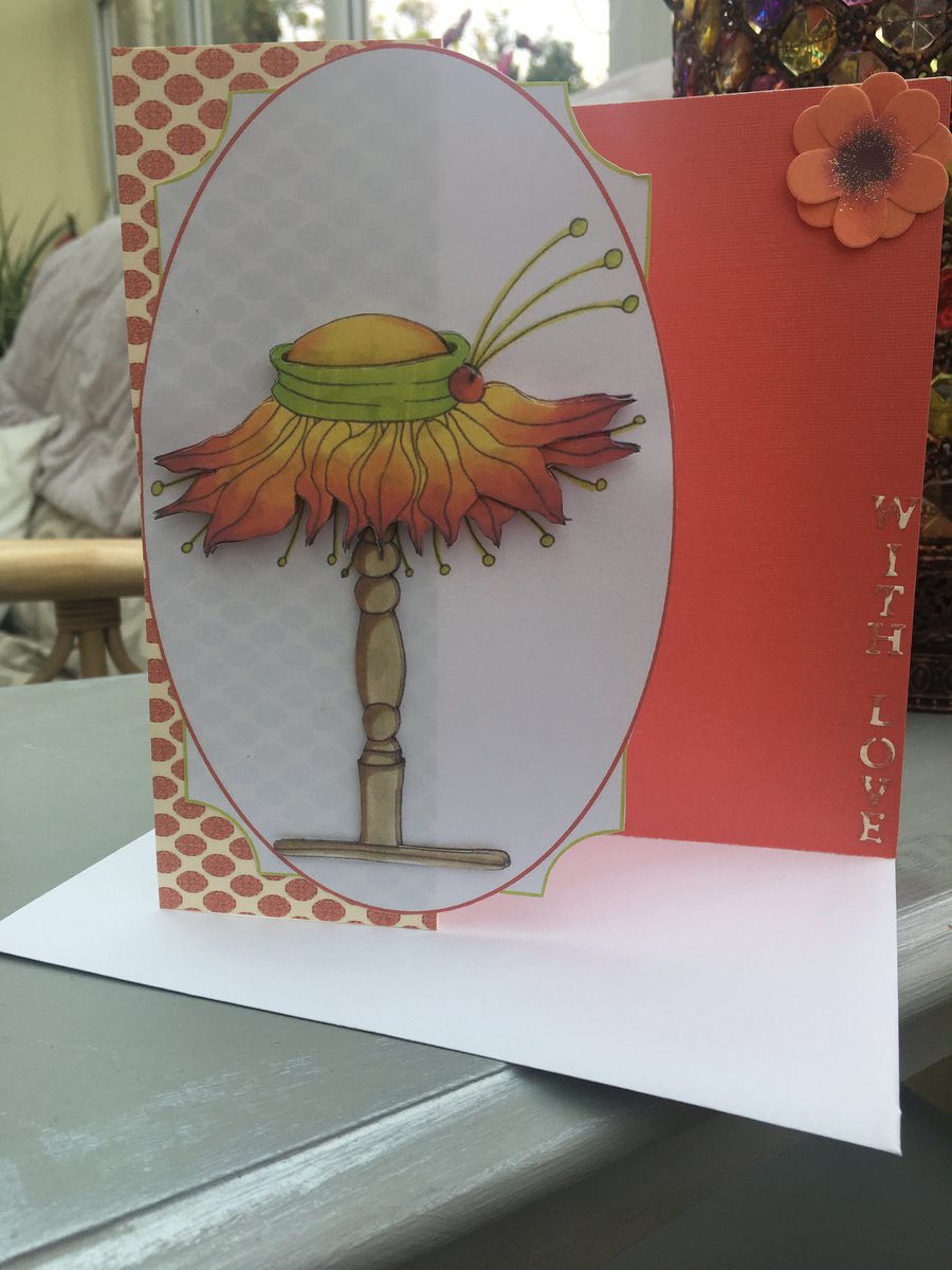 Fantasy floral fancy hat with love card