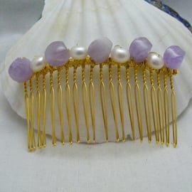 Lavender Amethyst Hair Comb