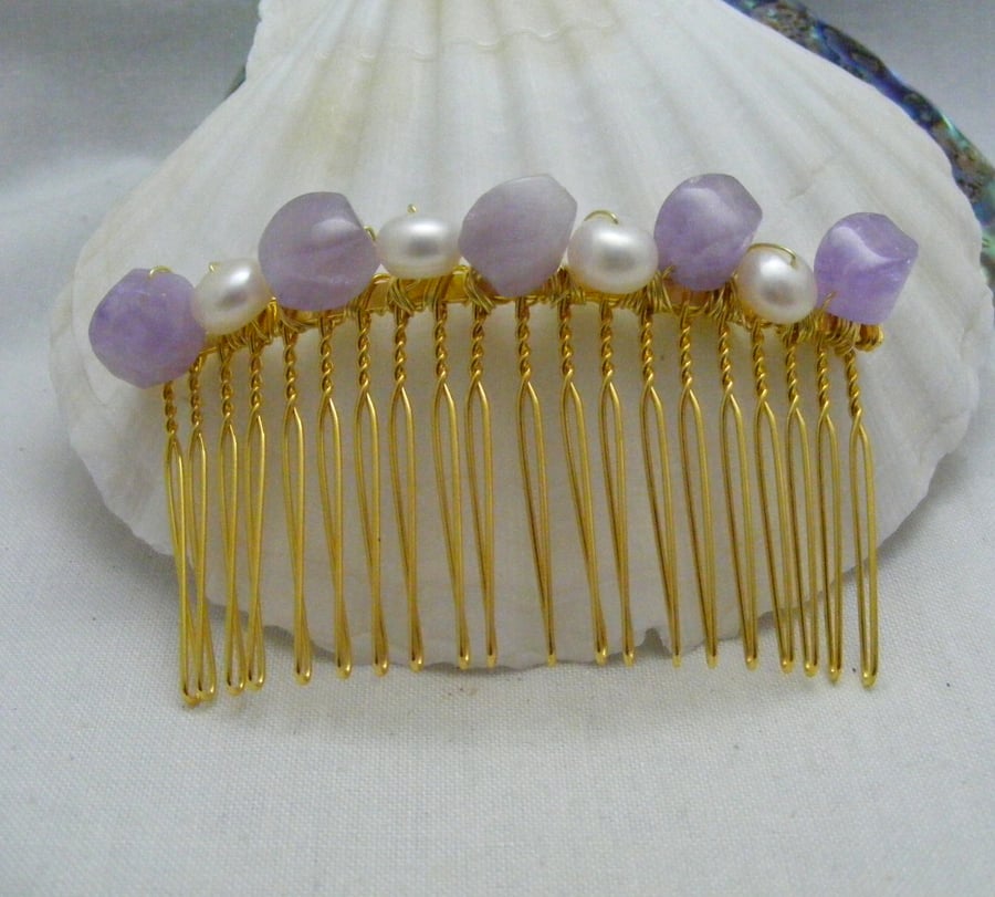 Lavender Amethyst Hair Comb