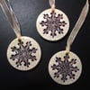 Set of 3 chunky crackled ceramic snowflake decorations