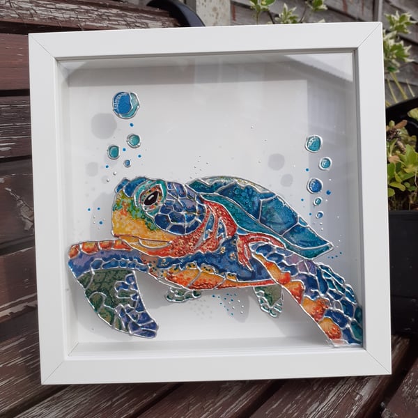 Turtle painting, stained glass style turtle painting