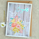 Congratulations Card - floral cards, congrats, wedding card, anniversary, blank