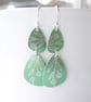 Pebble shaped mid century style drop earrings in green