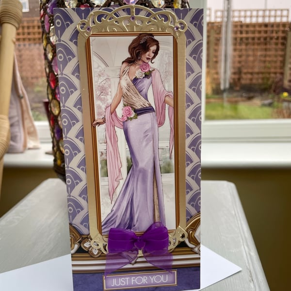 Glamorous lady Art Deco Just for you card