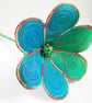 Blue Green Textile Art Flower - Image 5