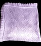 Hand Knitted Lilac Baby Shawl with Heart Lace and Ruffle Edge - Image 4