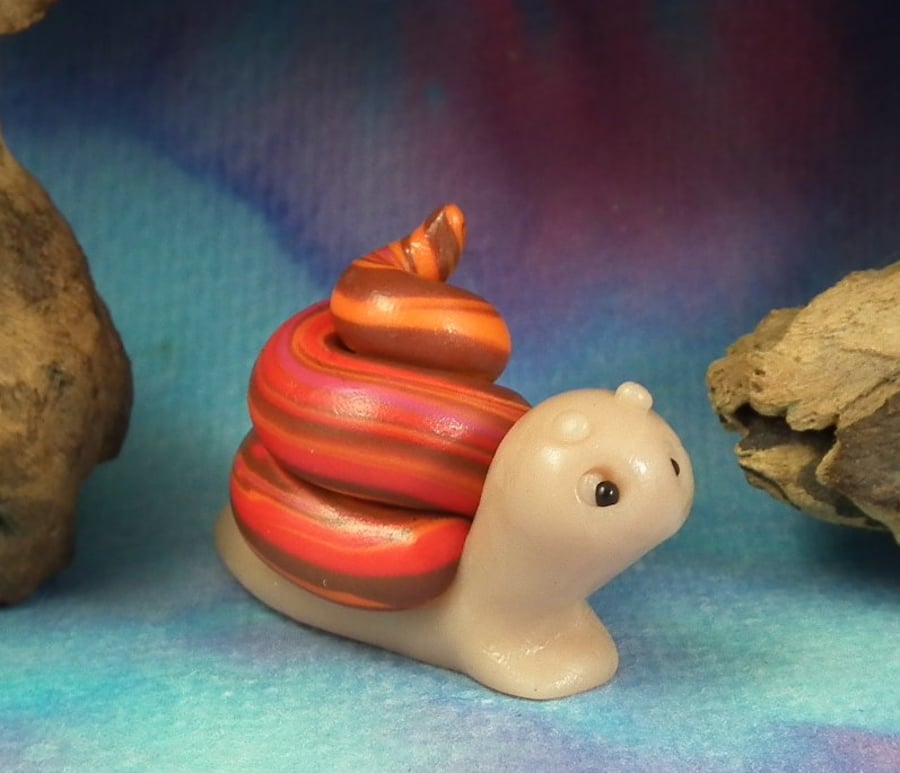 Tiny Village Snail 'Pinny' OOAK Sculpt by Ann Galvin Gnome Village