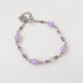 Lilac Tibetan Silver Toggle Clasp Bracelet