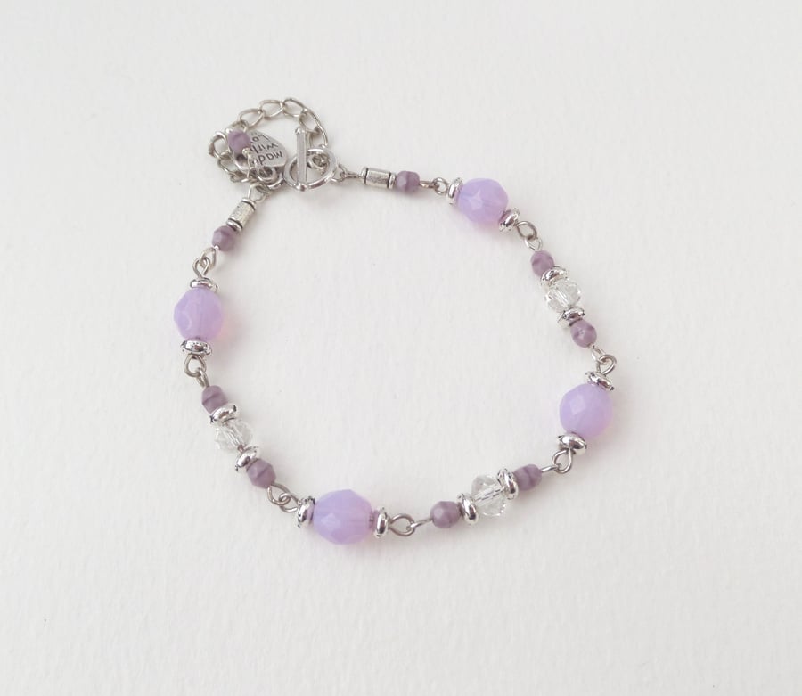 Lilac Tibetan Silver Toggle Clasp Bracelet