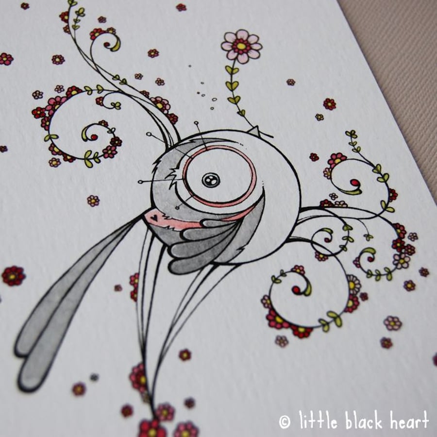 just a little tit - original illustration (A6)