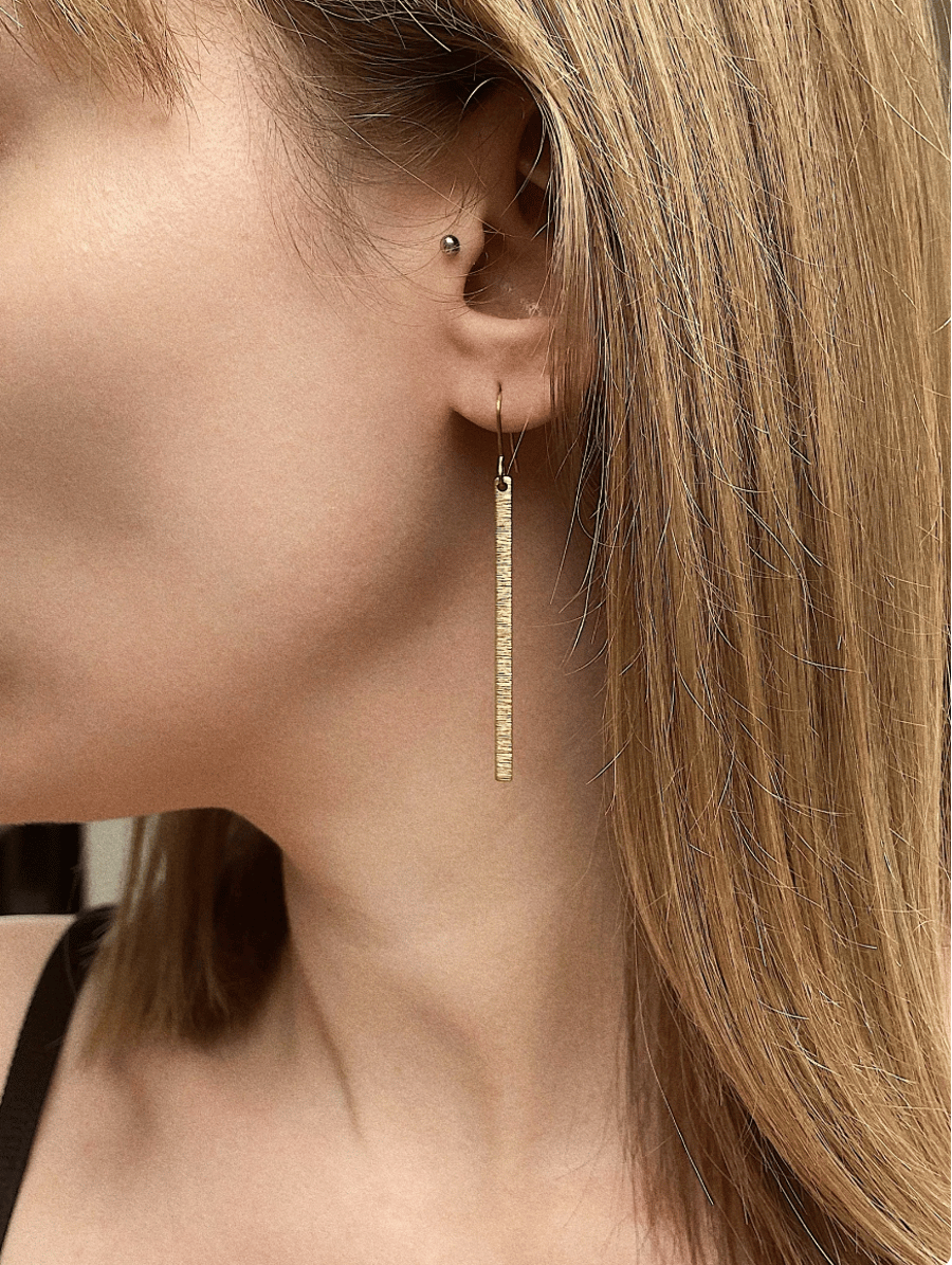 Minimal brass bar earrings, gift for her, elegant dainty jewellery