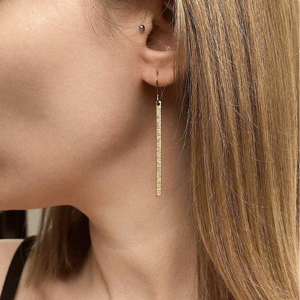 Minimal brass bar earrings, gift for her, elegant dainty jewellery