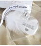 Grandad Memorial Feather Bauble, In Memory of Grandad, Heart Glass Christmas Orn - Image 3