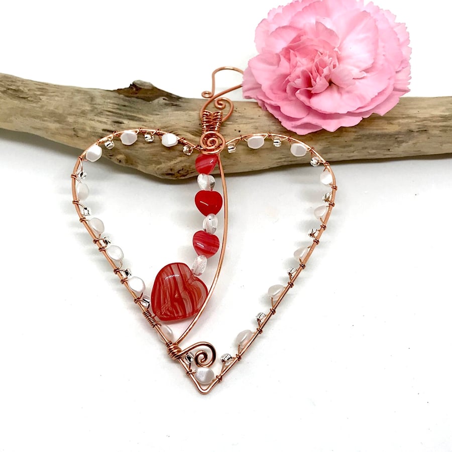 Red Heart Decoration,  Copper Heart