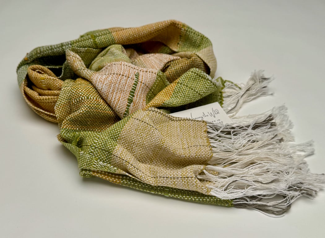 Handwoven SAORI Fine Cotton Scarf – 'Cotswolds'