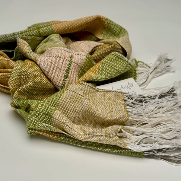 Handwoven SAORI Fine Cotton Scarf – 'Cotswolds'