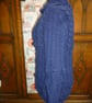 Ladies Navy Long Length Cardigan Hand knitted jacket Popcorn Chunky Wool Cable k - Image 3