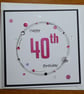 40th Birthday Card - Hot Pink Wreath Design  - Image 3