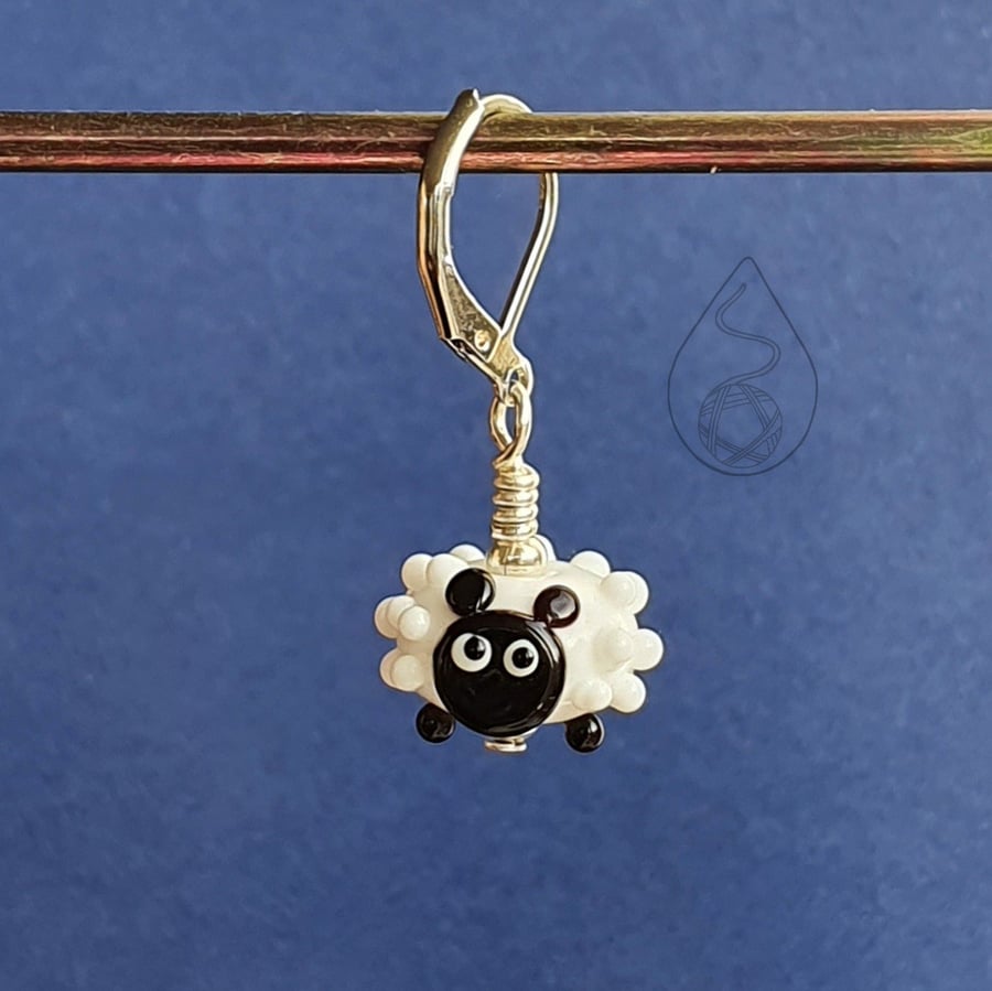 Tiny Glass Sheep Stitch Marker