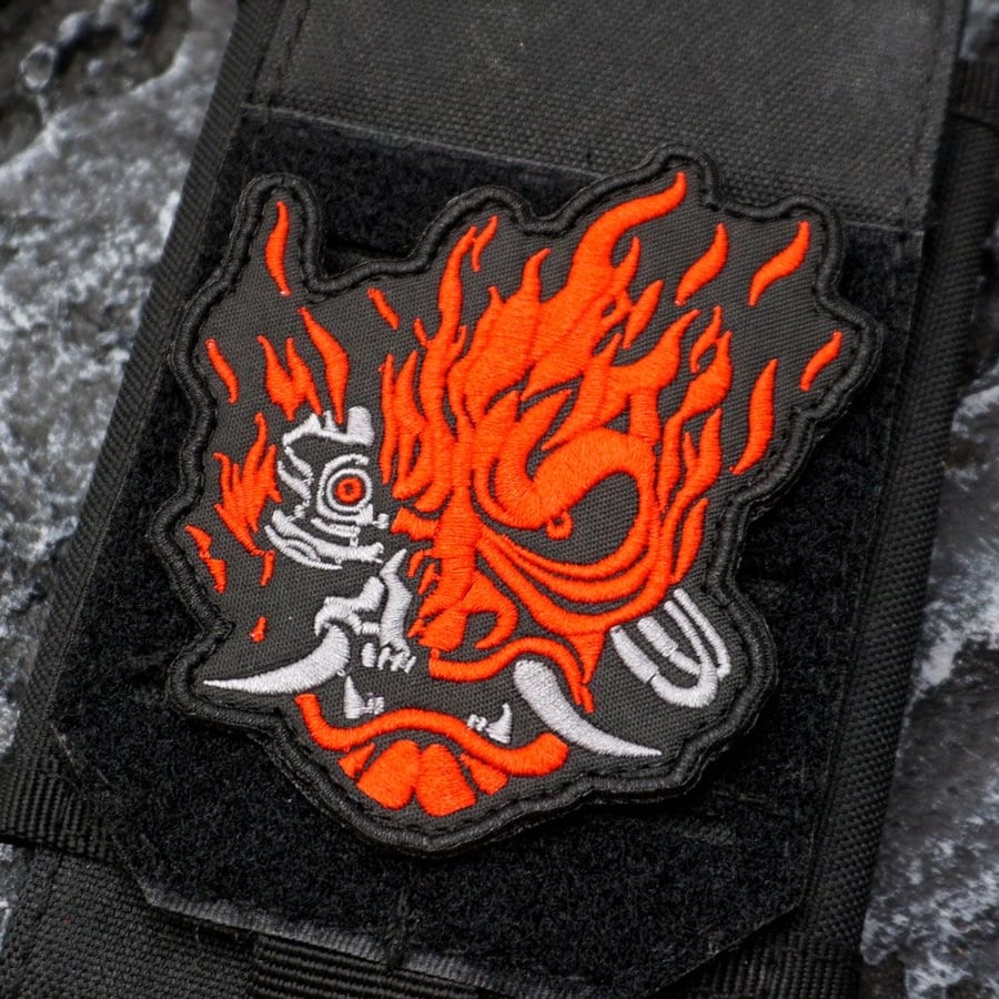 Cyberpunk 2077 Arsak Ghost Samurai skull embroidery badge, cyberpunk V velcro