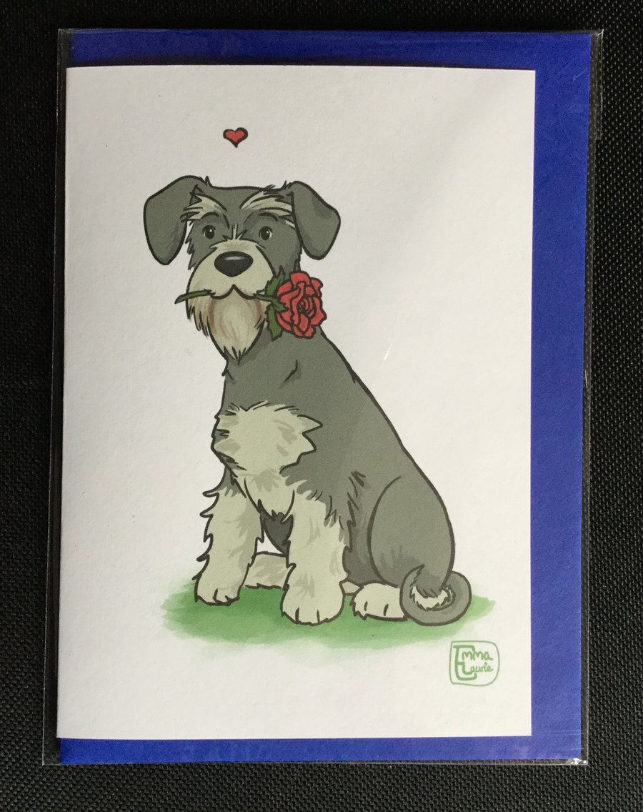 Standard Schnauzer Rose Card