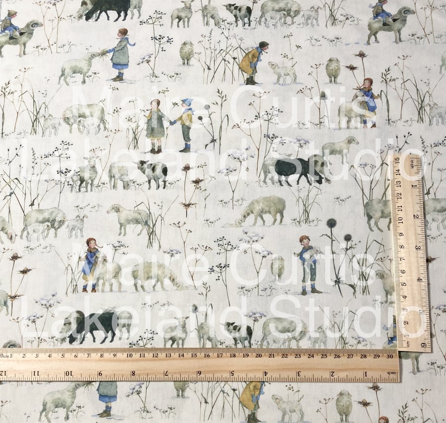 Children and Sheep cotton quilt fabrics from quarter metre