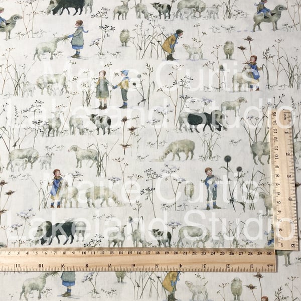 Children and Sheep cotton quilt fabrics from quarter metre