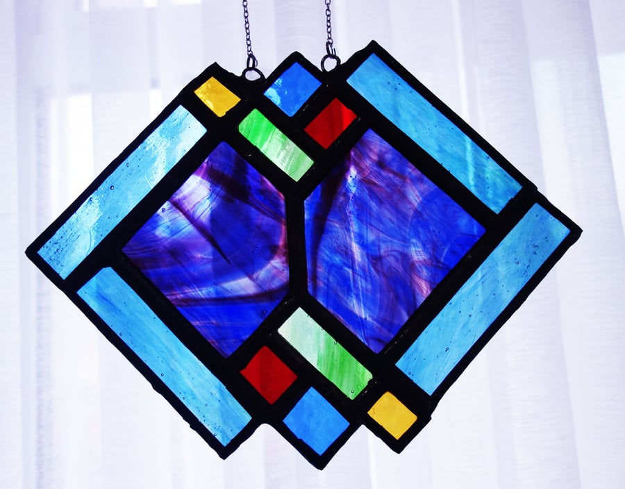 Stained Glass Art Deco  Geometric Suncatcher Window Christmas Decoration